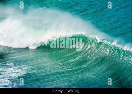 Large winter surf breaking off Hanakapiai, Na Pali Coast, Kauai, Hawaii, USA Stock Photo