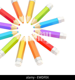 Circle made of pencils isolated Stock Photo
