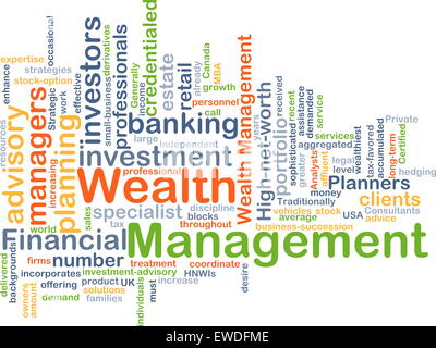 Background concept wordcloud illustration of wealth management Stock Photo