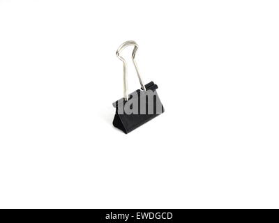 Black paper clip isolated on white background Stock Photo