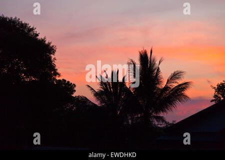 SUNSET over DONE DET ISLAND in the 4 Thousand Islands Area (Si Phan Don) of the MEKONG RIVER - SOUTHERN, LAOS Stock Photo