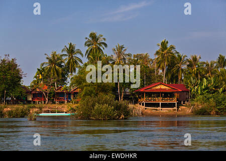 BUNGALOWS on DONE DET ISLAND in the 4 Thousand Islands Area (Si Phan Don) of the MEKONG RIVER - SOUTHERN, LAOS