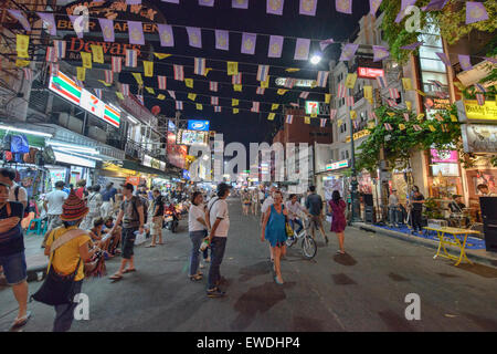 Tourists on Khao San Road in Bangkok, Thailand Stock Photo