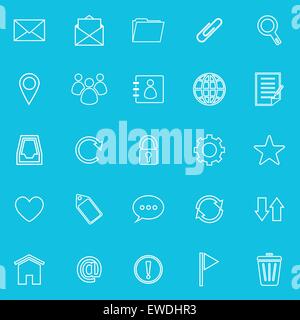 Mail line icons on blue background, stock vector Stock Vector