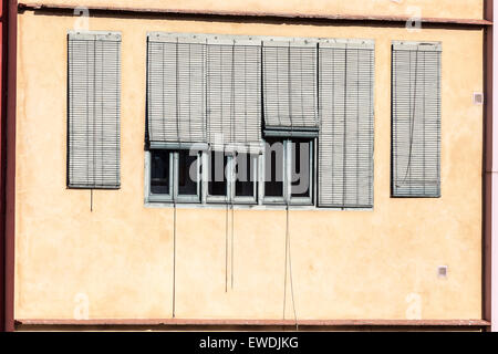 Window with bamboo curtains Stock Photo