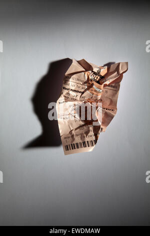 Scrunched Lotto Ticket - UK Stock Photo