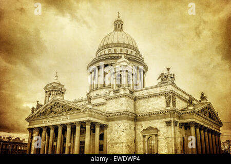 Retro style image of Saint Isaac's Cathedral in Saint Petersburg, Russia Stock Photo
