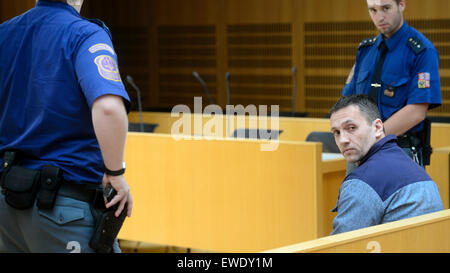 Prague, Czech Republic. 24th June, 2015. A Czech district court today released on parole David Berdych (pictured), head of the 'Berdych gang' who was sentenced to 15 years for robberies and kidnapping, after more than 11 years spent in prison, in Prague, Czech Republic, June 24, 2015. The case of the Berdych gang has been the largest organised crime case in the Czech Republic. (CTK Photo) © CTK/Alamy Live News Stock Photo