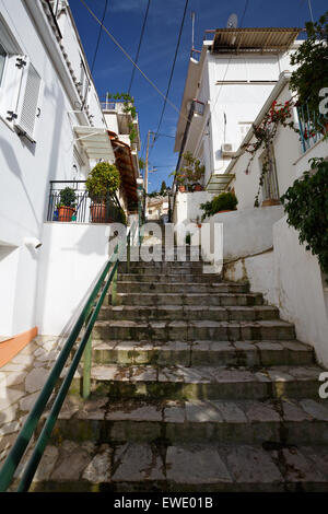 One of the residential streets in Patras, Greece. Stock Photo