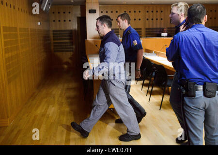 Prague, Czech Republic. 24th June, 2015. A Czech district court today released on parole David Berdych (pictured), head of the 'Berdych gang' who was sentenced to 15 years for robberies and kidnapping, after more than 11 years spent in prison, in Prague, Czech Republic, June 24, 2015. The case of the Berdych gang has been the largest organised crime case in the Czech Republic. (CTK Photo) © CTK/Alamy Live News Stock Photo