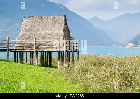 paleolithic pile-dwelling near Ledro lake, unesco site in north Italy Stock Photo