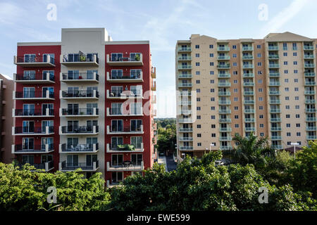 Miami Florida,SW 22nd Street,Coral Way,high rise,condominium buildings,residences,balconies,FL150324002 Stock Photo