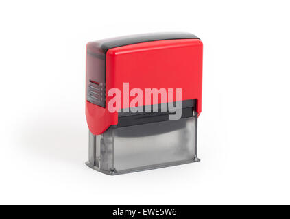 Plastic stamp isolated on a white background Stock Photo