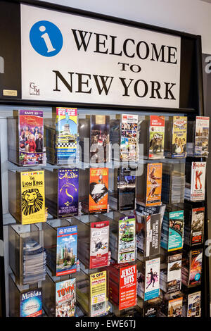 New York City,NY NYC,Queens,LaGuardia Airport,LGA,interior inside,terminal,gate,kiosk,information,welcome,brochure brochures folder folders pamphlet p Stock Photo