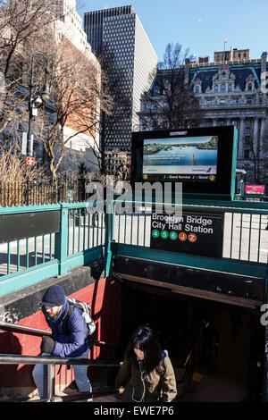 Subway entrance of the Brooklyn Bridge-City Hall Station, in Lower