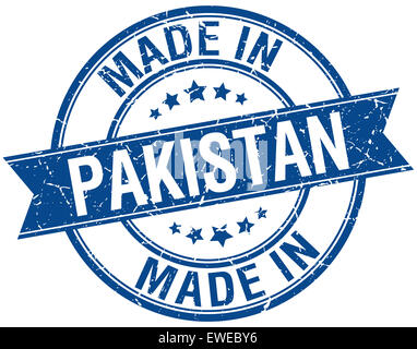 made in Pakistan blue round vintage stamp Stock Photo