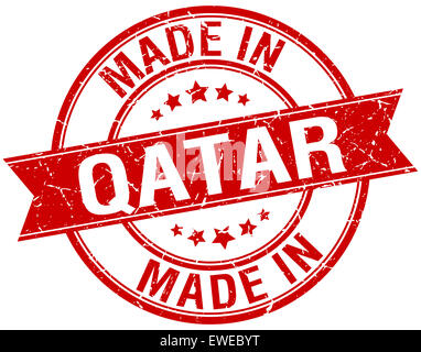 made in Qatar red round vintage stamp Stock Photo