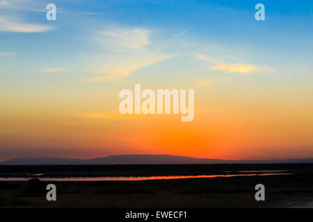 Sunrise in the Ndutu Plain Tanzania Stock Photo