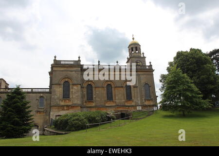 Beautiful Church with wonderful stained glass windows, wonderfully decorated with ceiling paintings by Artist Antonio Belluucci, Stock Photo