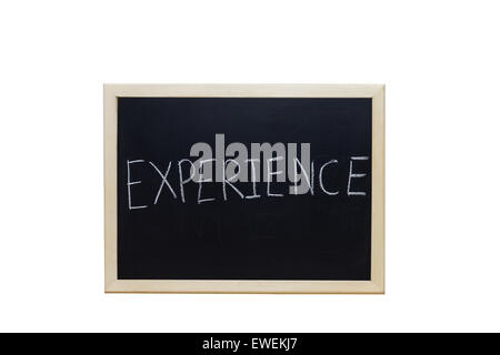 EXPERIENCE written with white chalk on blackboard. Stock Photo