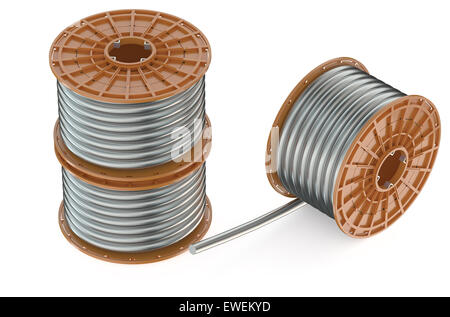 Coils of steel wires isolated on white background Stock Photo