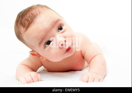 New born baby on the bed Stock Photo