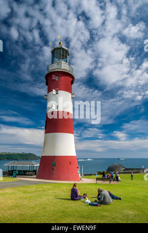 Plymouth, UK. 24th June, 2015. The cloud clears over Smeatons Tower Lighthouse on the seafront at Plymouth Hoe on the south coast of Devon, England. Credit:  Terry Mathews/Alamy Live News Stock Photo
