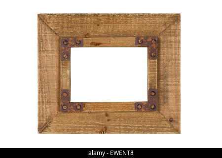 Old wooden picture frame with clipping path. Stock Photo