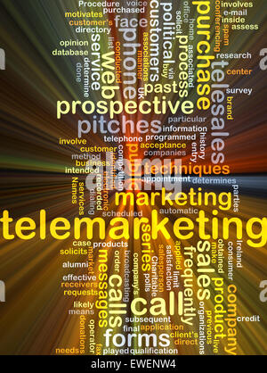 Background concept wordcloud illustration of telemarketing glowing light Stock Photo