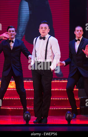 Ray Quinn performing. UK premiere of 'Judy - The Songbook of Judy Garland' - a show celebrating the classic songs of Judy Garland - opens at the New Wimbledon Theatre, London before a UK tour. The show runs from 16 to 20 June 2015. Stock Photo