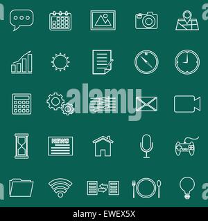 Application line icons on green background, stock vector Stock Vector