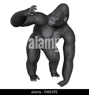 Angry gorilla. Aggressive big monkey. irritated wild animal. logo for