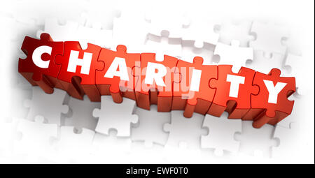 Charity - White Word on Red Puzzles. Stock Photo