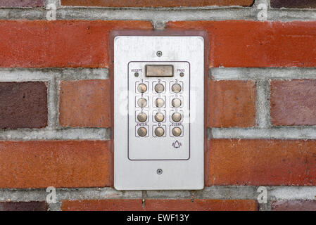entry system of a house on brick background Stock Photo