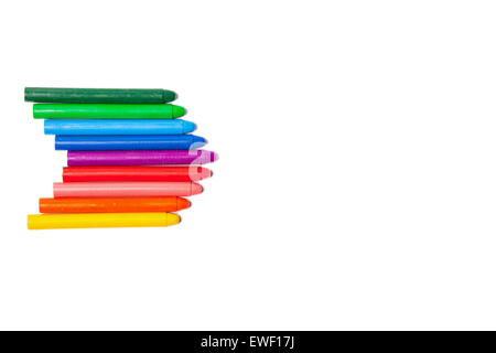 Crayons lined up in rainbow Stock Photo