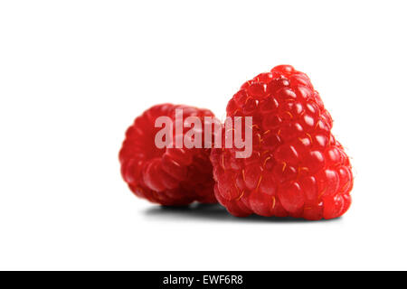 Red raspberries on white backgroud Stock Photo