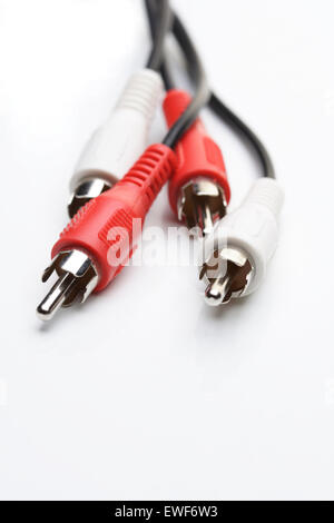 Audio and video cables on white background Stock Photo