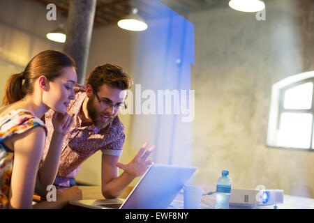 Business people working at laptop Stock Photo