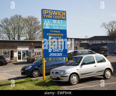 Tyre Centre and MOT testing centre, Ipswich, Suffolk, England, UK Stock Photo