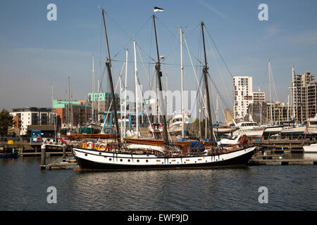 Historic sailing boat in the Wet Dock, Ipswich, Suffolk, England, UK Stock Photo