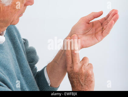 SENIOR'S PULSE Stock Photo