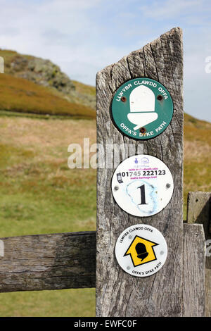 Sign Showing Audio Heritage Trail as Part Of The Offa's Dyke Path Stock Photo