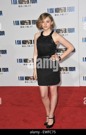 LOS ANGELES, CA - FEBRUARY 9, 2011: Chloe Grace Moretz at the world premiere of 'I Am Number Four' at the Mann Village Theatre, Westwood. Stock Photo