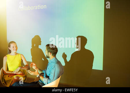 Business people discussing Collaboration in audio visual presentation Stock Photo