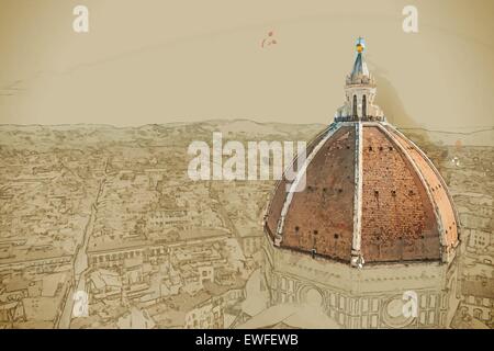 The Basilica di Santa Maria del Fiore, Florence, Italy Stock Vector