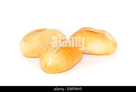Crusty German bread rolls against white background Stock Photo