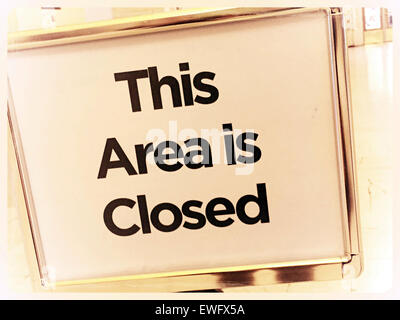 This Area Is Closed Sign, USA Stock Photo