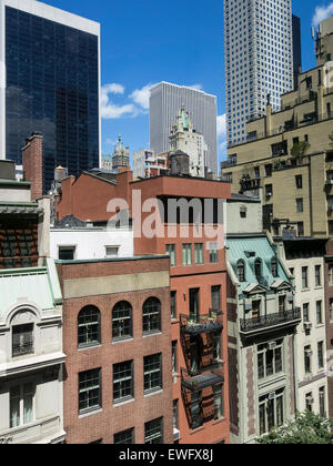 Facades of Buildings, West 54th Street, NYC, USA Stock Photo