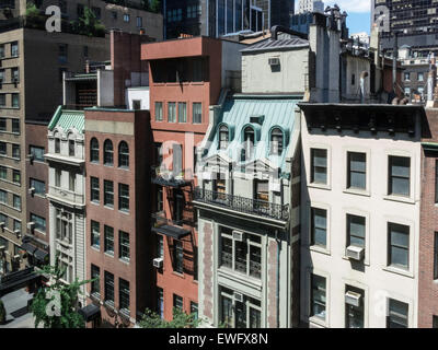 Facades of Buildings, West 54th Street, NYC, USA Stock Photo