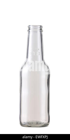 Empty transparent beer bottle isolated on the white Stock Photo
